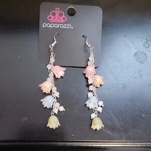 Paparazzi Pink and Blue Dangle Earrings with Floral Charms